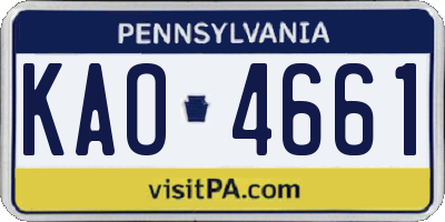 PA license plate KAO4661
