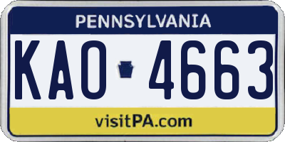 PA license plate KAO4663