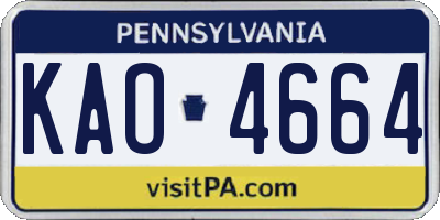 PA license plate KAO4664