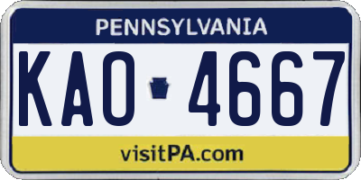 PA license plate KAO4667