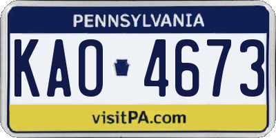 PA license plate KAO4673
