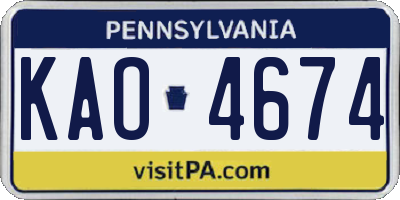 PA license plate KAO4674