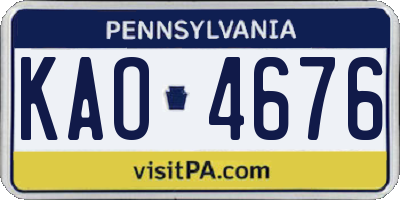 PA license plate KAO4676