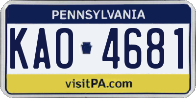 PA license plate KAO4681