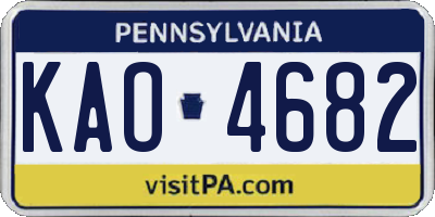 PA license plate KAO4682