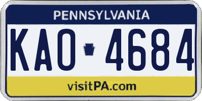 PA license plate KAO4684