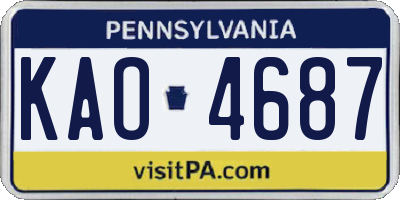 PA license plate KAO4687