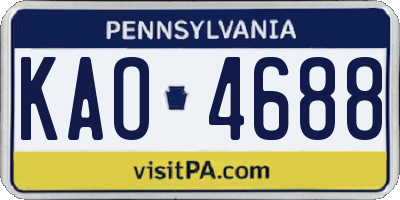 PA license plate KAO4688