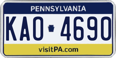 PA license plate KAO4690