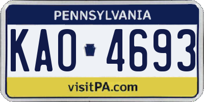 PA license plate KAO4693