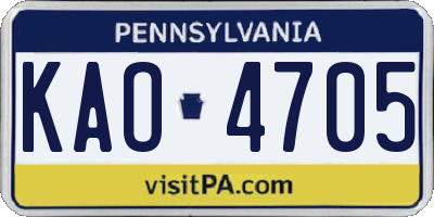 PA license plate KAO4705