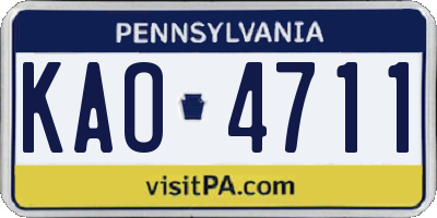 PA license plate KAO4711