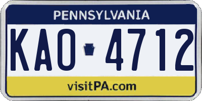 PA license plate KAO4712