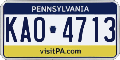 PA license plate KAO4713