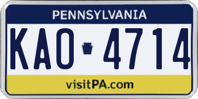 PA license plate KAO4714