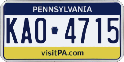 PA license plate KAO4715