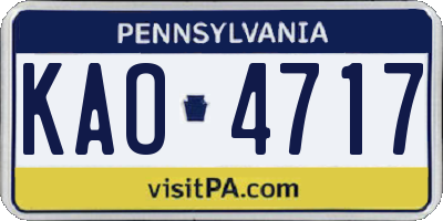 PA license plate KAO4717