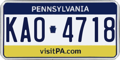 PA license plate KAO4718