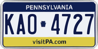 PA license plate KAO4727