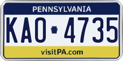 PA license plate KAO4735