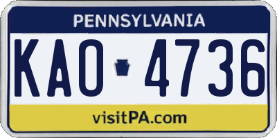 PA license plate KAO4736