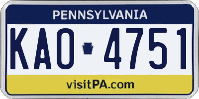 PA license plate KAO4751