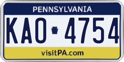 PA license plate KAO4754