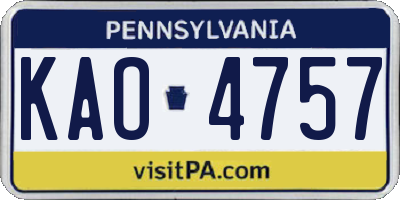 PA license plate KAO4757