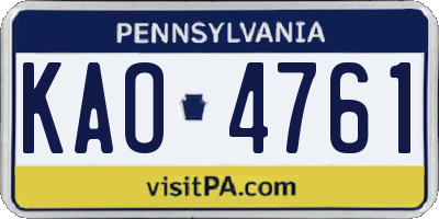PA license plate KAO4761