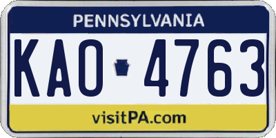 PA license plate KAO4763