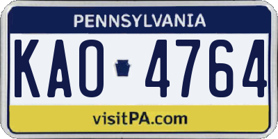 PA license plate KAO4764