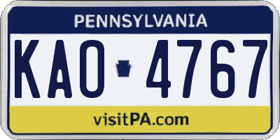 PA license plate KAO4767