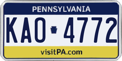 PA license plate KAO4772