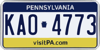PA license plate KAO4773