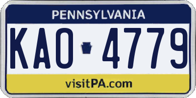 PA license plate KAO4779