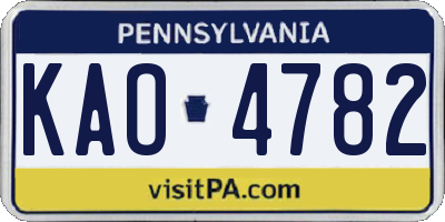 PA license plate KAO4782