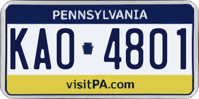 PA license plate KAO4801