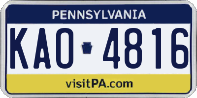 PA license plate KAO4816
