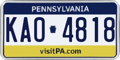 PA license plate KAO4818