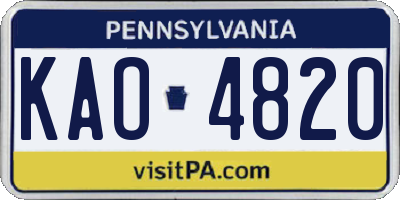 PA license plate KAO4820