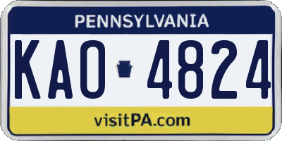 PA license plate KAO4824