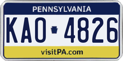 PA license plate KAO4826