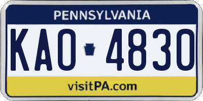 PA license plate KAO4830