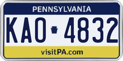 PA license plate KAO4832