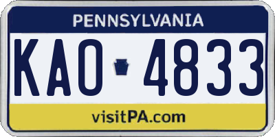 PA license plate KAO4833