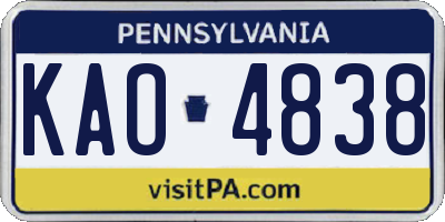 PA license plate KAO4838