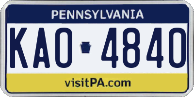 PA license plate KAO4840