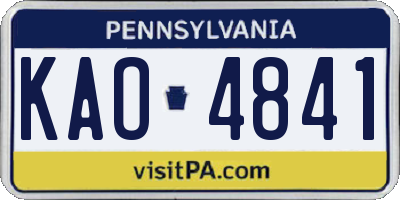 PA license plate KAO4841