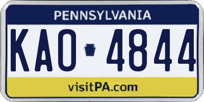 PA license plate KAO4844