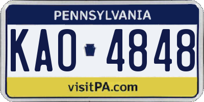PA license plate KAO4848